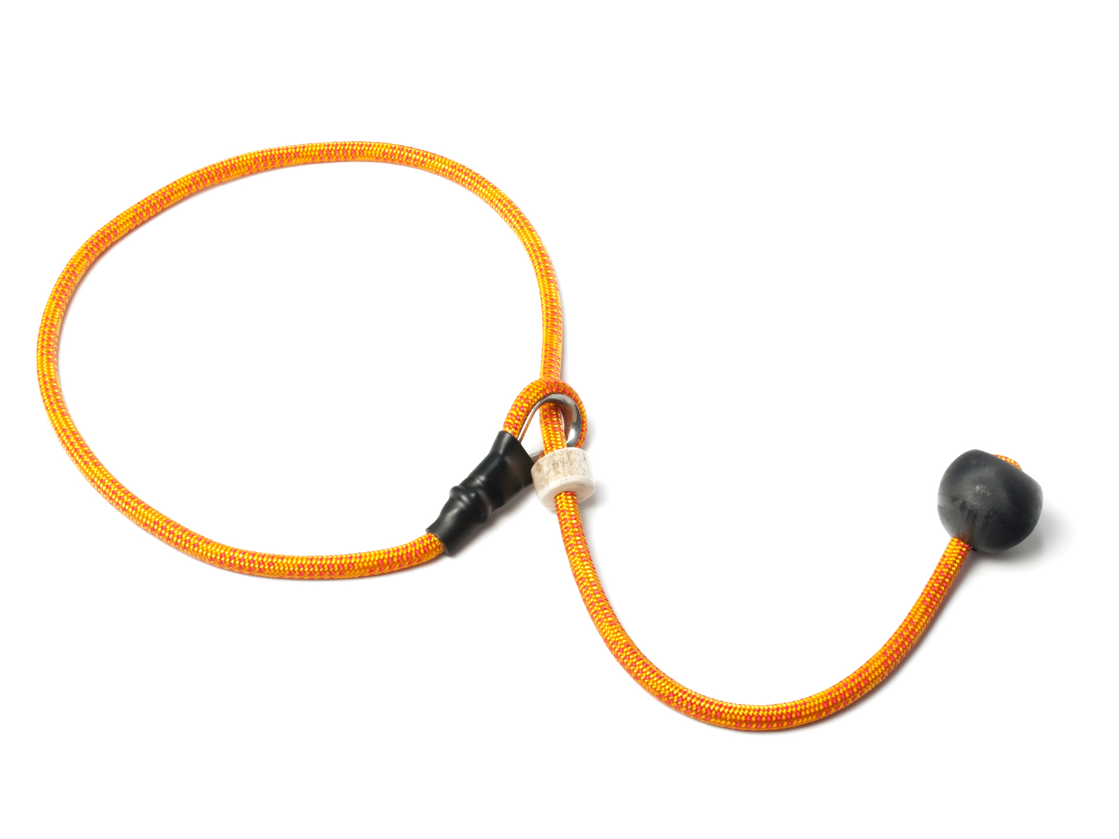 Kort retrieverkoppel med hornstopper (Kula),  65 cm orange/röd 6mm