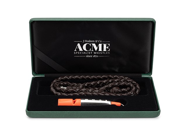 ACME whistle 211½ Sterling Silver "sleeve" Orange - used for spaniel/retriever training and hunting