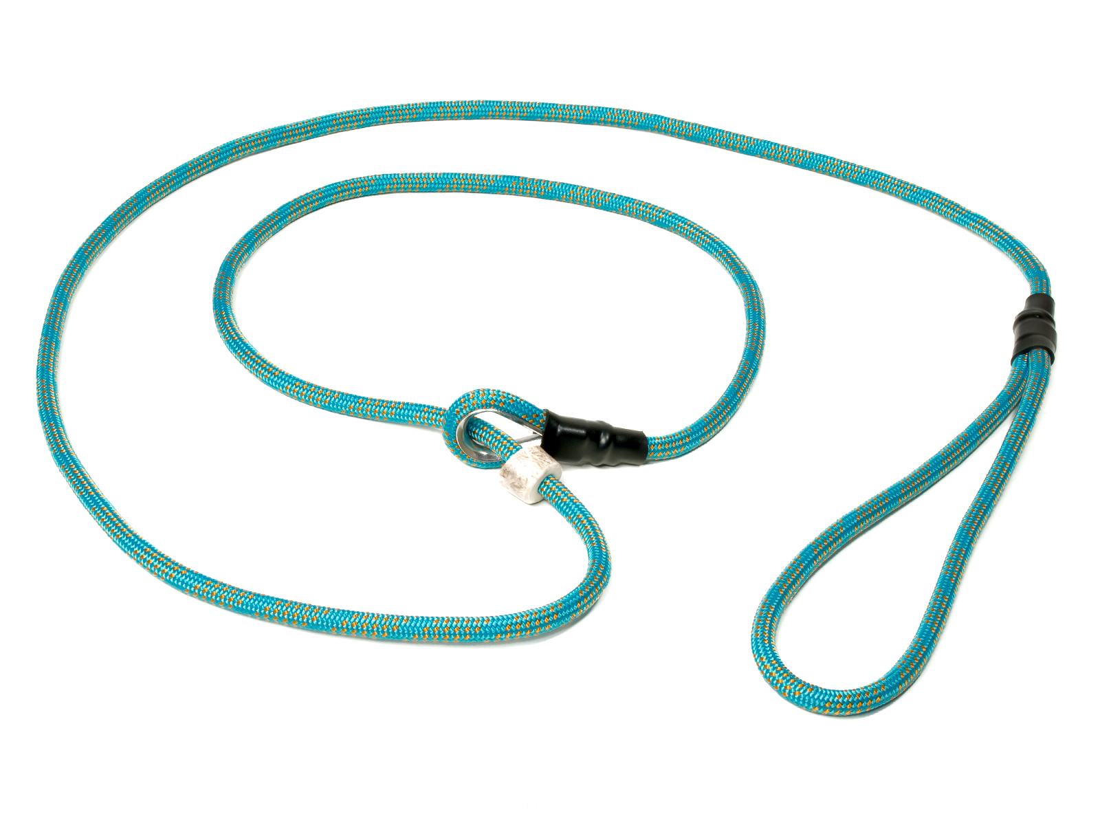 Mystique® Retrieverkoppel med hornstopper,  150cm turkos/orange 6mm