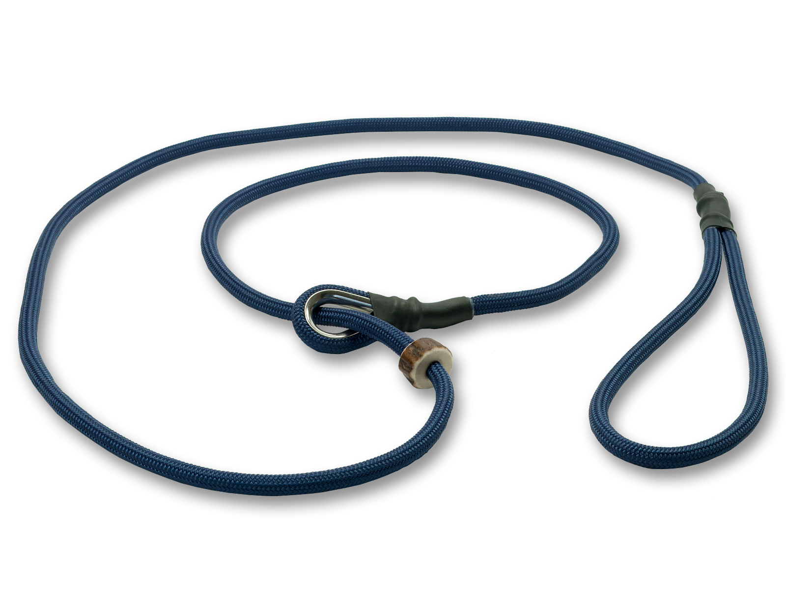 Mystique® Retrieverkoppel med hornstopper,  150cm mörkblå 6mm