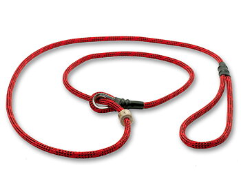 Mystique® Retrieverkoppel med hornstopper,  150cm röd/svart 6mm