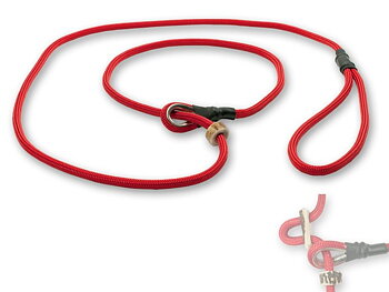 Mystique® Retrieverkoppel valp med dubbla hornstopper,  150cm Röd 6mm