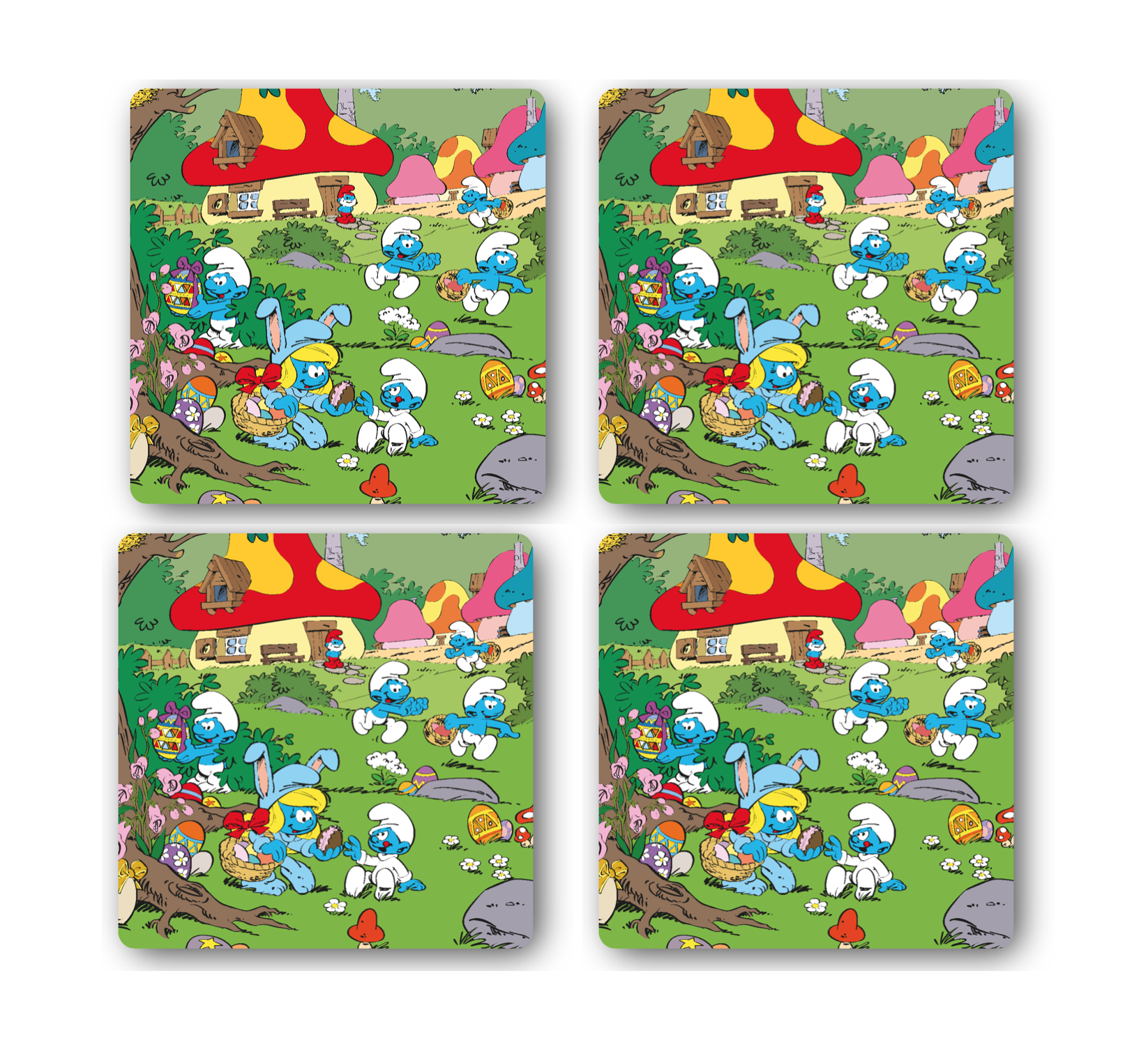 Smurfarna Glasunderlägg 4-pack - Äggjakt
