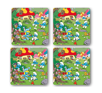 Smurfarna Glasunderlägg 4-pack - Äggjakt