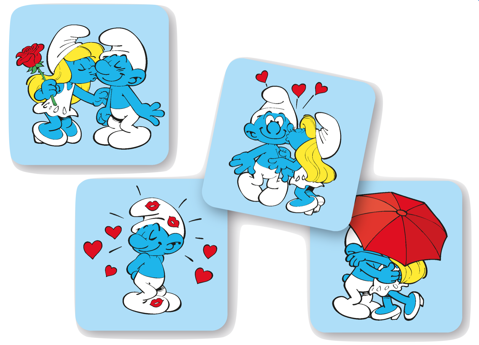 Smurfarna Glasunderlägg 4-pack - Kärlek Blå