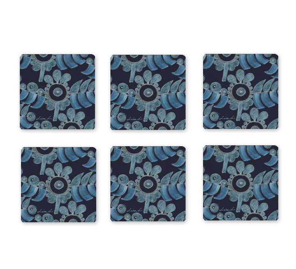 Lisa Larson - Glasunderlägg 6-pack - Josefin Night