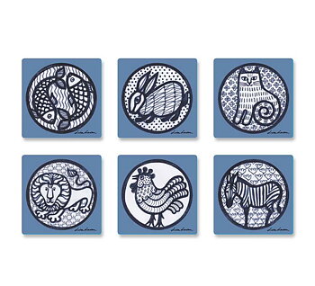 Lisa Larson - Glasunderlägg 6-pack - Nina Blue