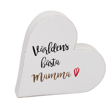 Liggande Hjärta i trä - Världens bästa mamma