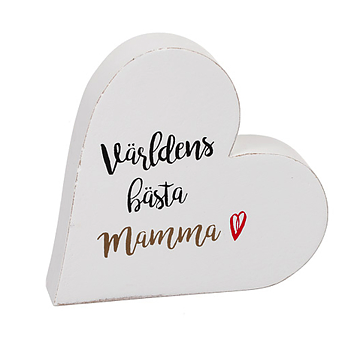 Liggande Hjärta i trä - Världens bästa mamma