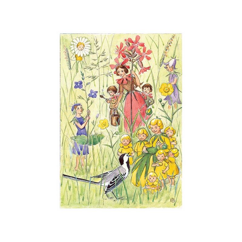 Elsa Beskow Vykort - Blomsterboda