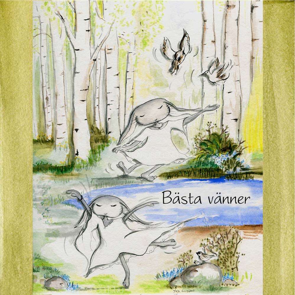 Dubbelvikt Kort - Bästa vänner - Maja Gullstrand (7x7 cm)