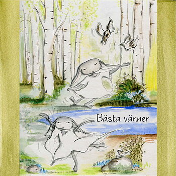Dubbelvikt Kort - Bästa vänner - Maja Gullstrand (7x7 cm)