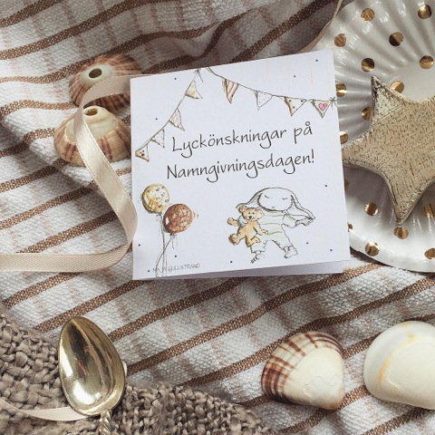 Dubbelvikt Kort - Lyckönskningar på Namngivningsdagen - Maja Gullstrand (7x7 cm) - 2