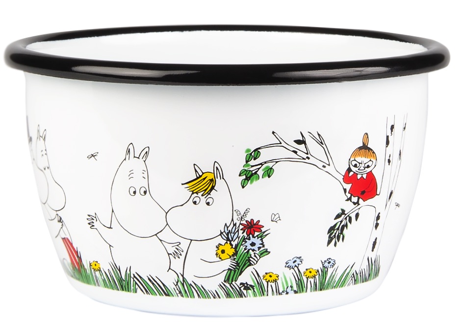 Enamel bowl 3 dl - Happy family