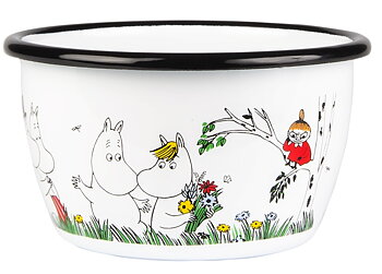 Enamel bowl 3 dl - Happy family