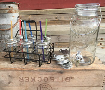 Jars & Lids (Glasburkar, Lock, Sugrör + Korg)