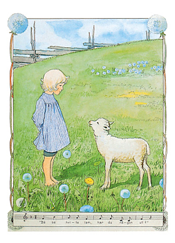 Elsa Beskow Vykort - Bä bä vita lamm
