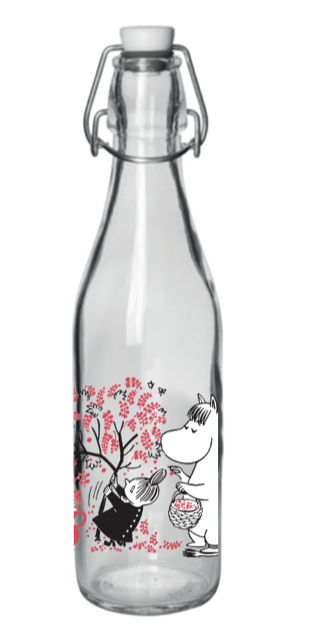 Moomin - Glass bottle with patent cork 0,5 l - Berries