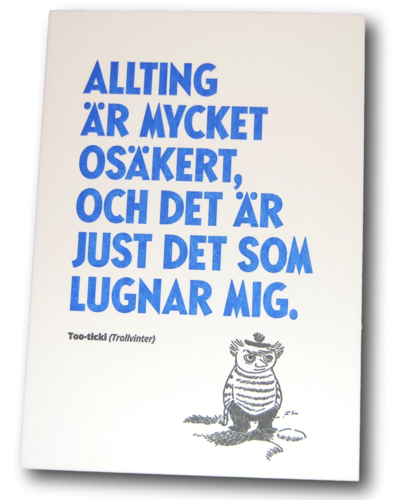 Moomincard, Letterpressed postcard, Too-Ticki - 2