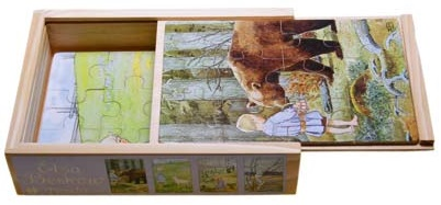 Elsa Beskow Träpussel x 4 i låda - Visor