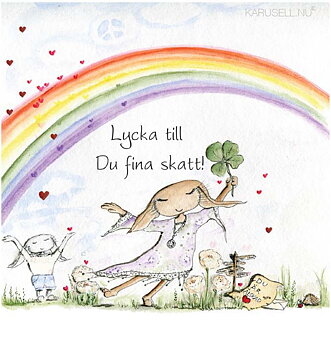 Dubbelvikt Kort - Lycka till Du fina skatt! - Maja Gullstrand (7x7 cm)