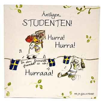 Dubbelvikt Kort - Äntligen studenten - Maja Gullstrand (7x7 cm)