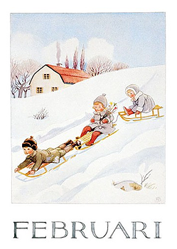 Elsa Beskow Affisch - Februari
