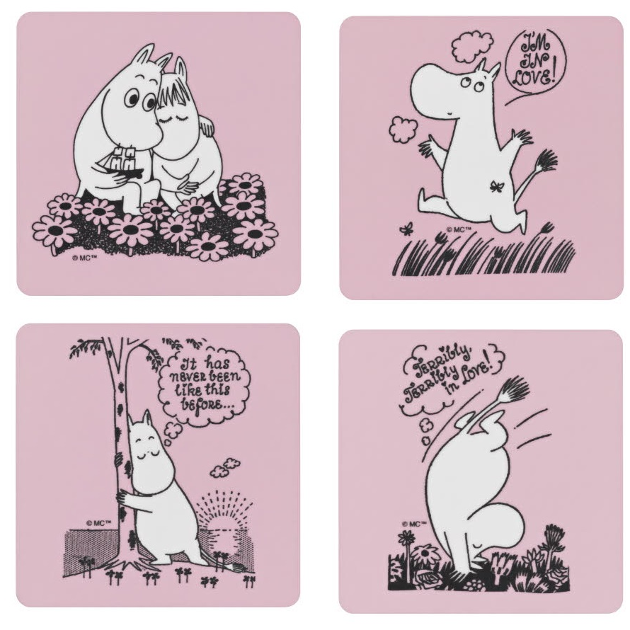 Mumin Glasunderlägg - 4-Pack - Love
