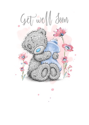Dubbelvikt kort - Get Well Soon - Vit - Me to you
