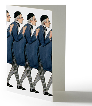 Elsa Beskow Dubbelt Vykort Med Kuvert, Farbror Blå