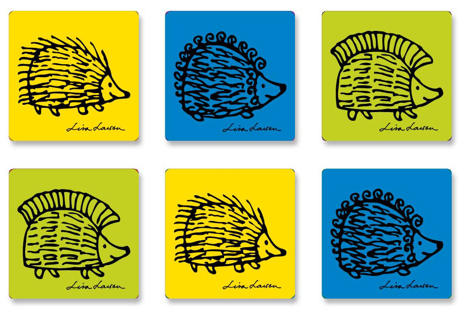 Lisa Larson - Glasunderlägg 6-pack -Iggy Piggy Punky