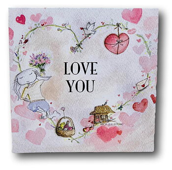Maja Gullstrand - Dubbelvikt Kort 7x7 cm - LOVE YOU