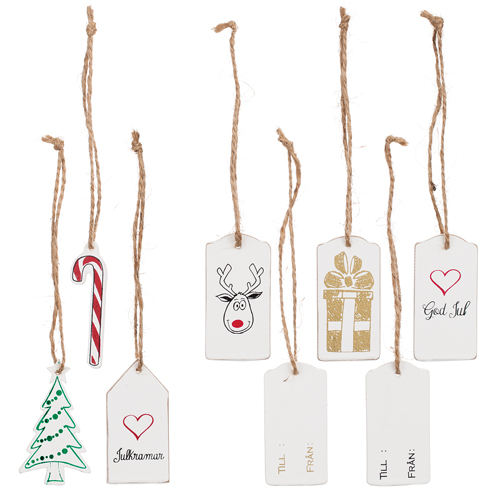 Presentlappar i trä 6-Pack (Julmotiv)