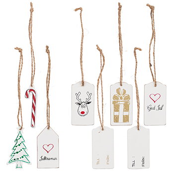 Presentlappar i trä 6-Pack (Julmotiv)