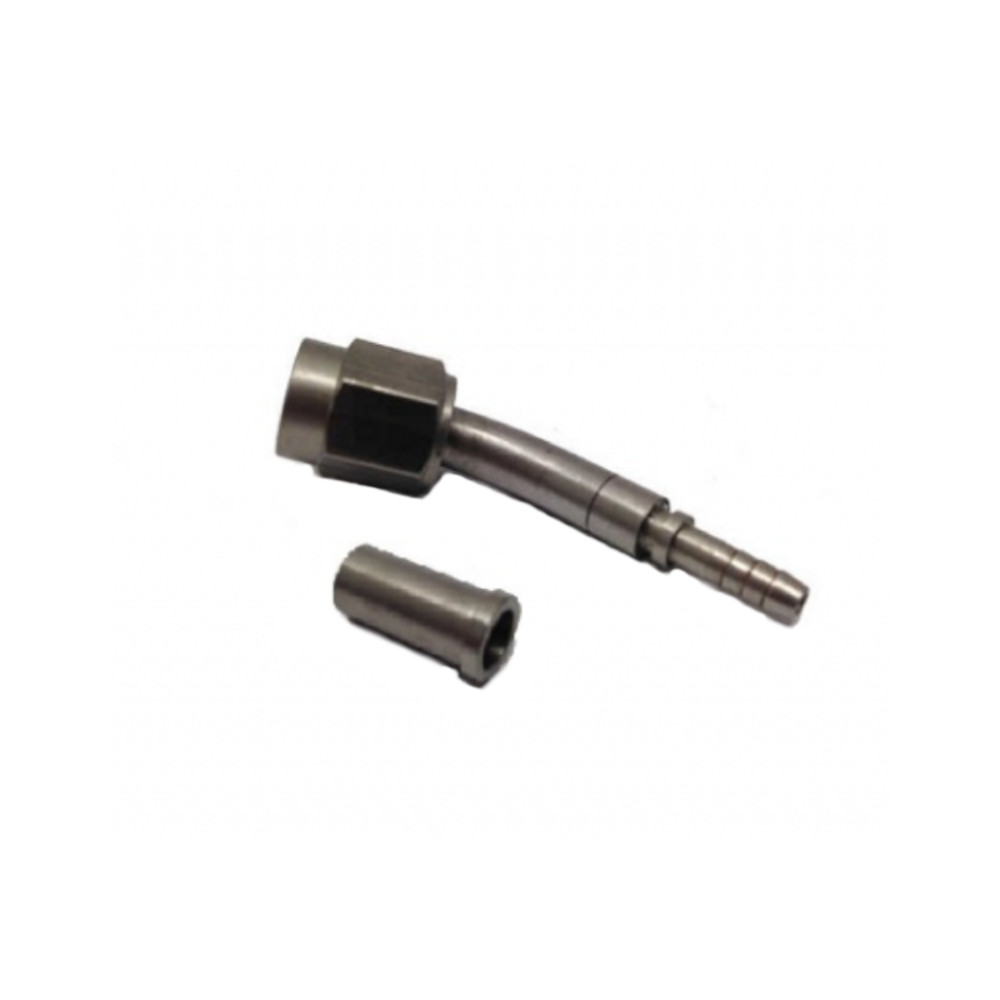 Presskoppling Hona 3/8 (AN3) till AN3-slang. 45° böj, Konkav