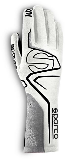 Sparco handske Lap , silicongrepp  , utvändig söm , Vit/svart