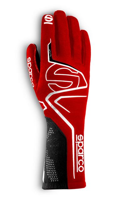 Sparco handske Lap , silicongrepp  , utvändig söm , Röd/svart