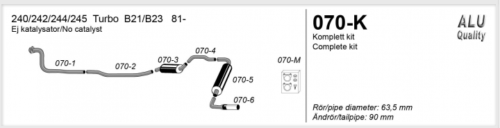 2,5" sportavgassystem 240 turbo, helsats - 2