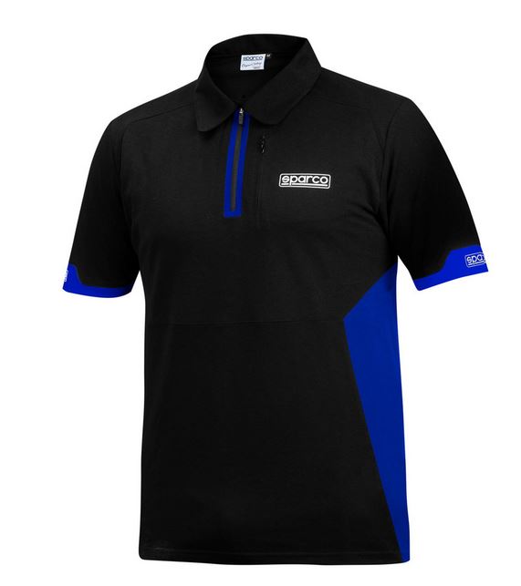 Sparco Polotröja Zip, svart/blå