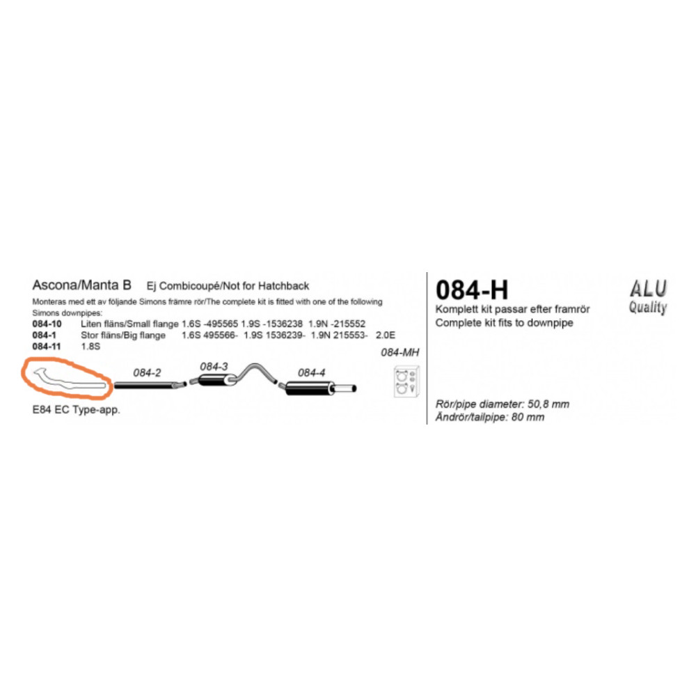 2,5"" främre rör Ascona/Manta B