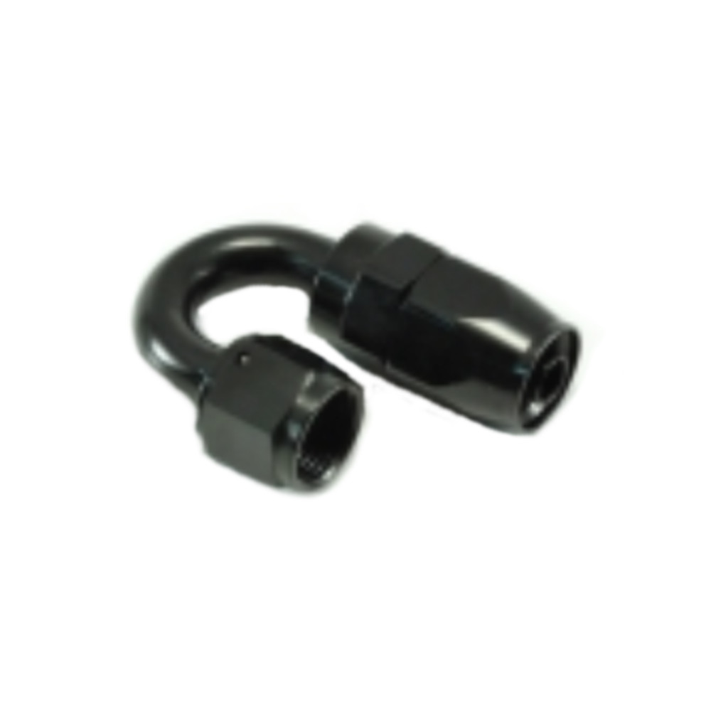 AN10 slangkoppling, 180° böj - PTFE. Svart