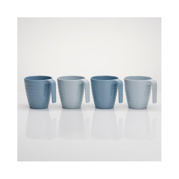 Melaminmugg, Shades of blue, 4-pack