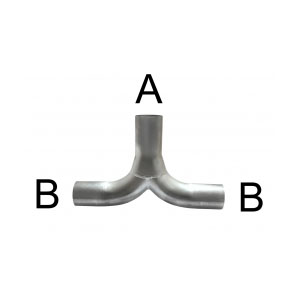 Byxrör (T-Rör) 2,5 Tum  in / 2,5""+2,5"" ut -Rostfritt-