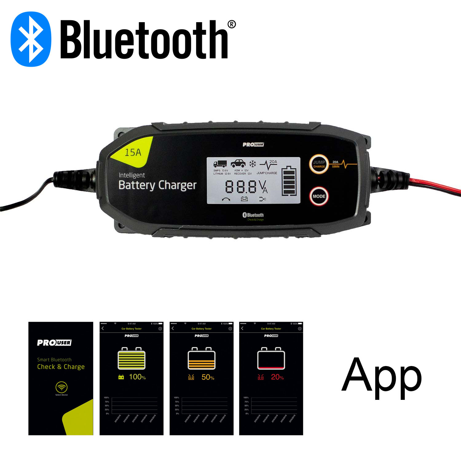 Batteriladdare Pro-User 15 A med App