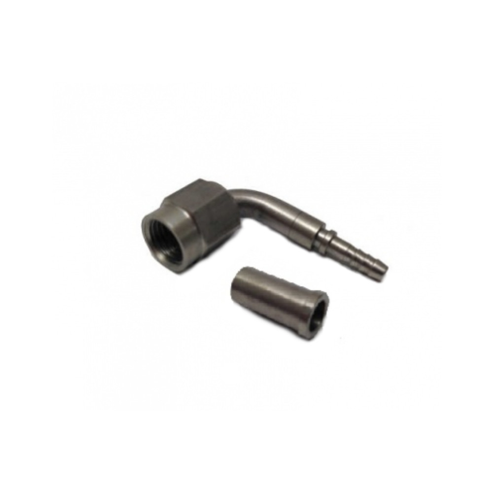 Presskoppling Hona 3/8 (AN3) till AN3-slang. 90° böj, Konkav