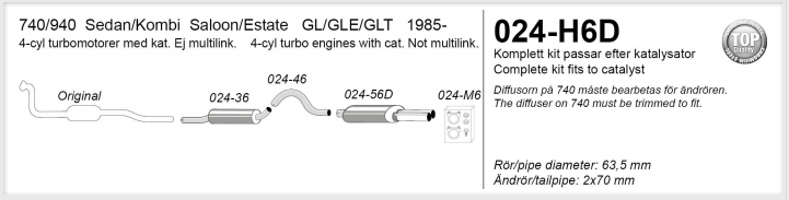 2,5" sportavgassystem 740 88 - / 940 turbo, halvsats - 2
