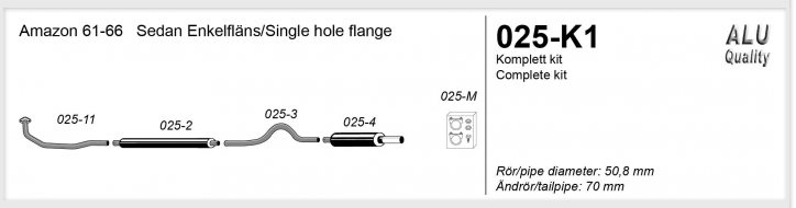 2" sportavgassystem Amazon 61 - 66, sedan - 2