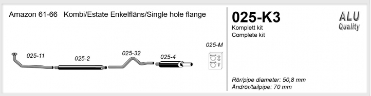 2" sportavgassystem Amazon 61 - 66, kombi - 2
