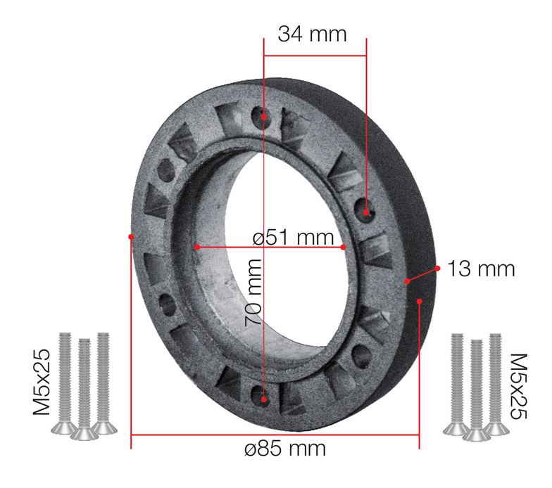 Förlängning   13 mm för 6x70 delning - 2