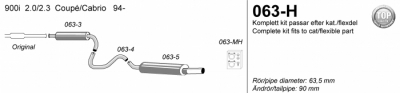 2,5" sportavgassystem 900i 94-98 2,0/2,3. Halvsats - 2